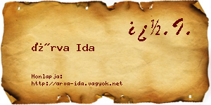 Árva Ida névjegykártya